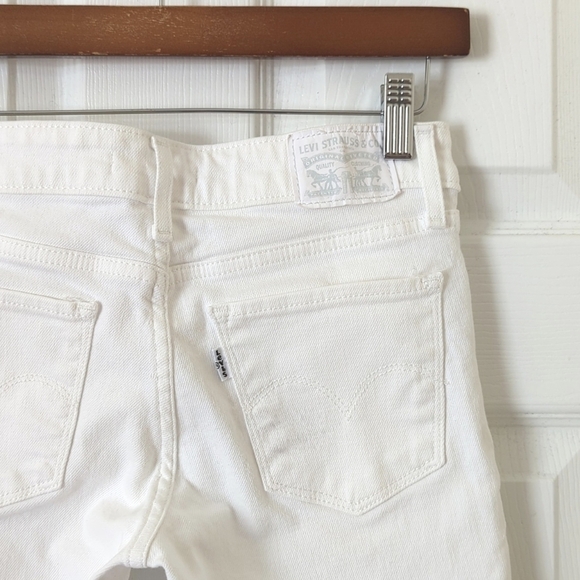 Levi's 711 Classic Low Rise Cropped Lace Up Ankle Cropped Skinny Jeans White 25 - Picture 14 of 16